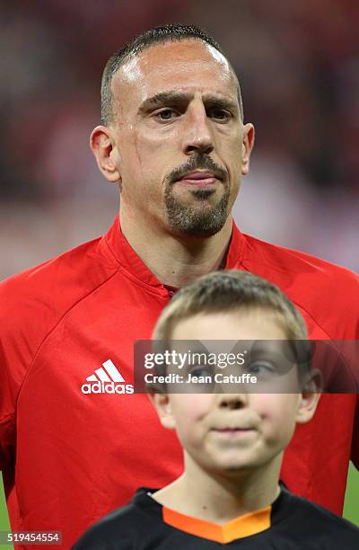 Franck Ribery of Bayern Muenchen looks on before the UEFA Champions League quarter final first leg match between FC Bayern Muenchen and SL Benfica...