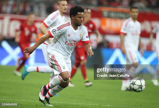 Eliseu of Benfica in action during the UEFA Champions League quarter final first leg match between FC Bayern Muenchen and SL Benfica Lisbon at...