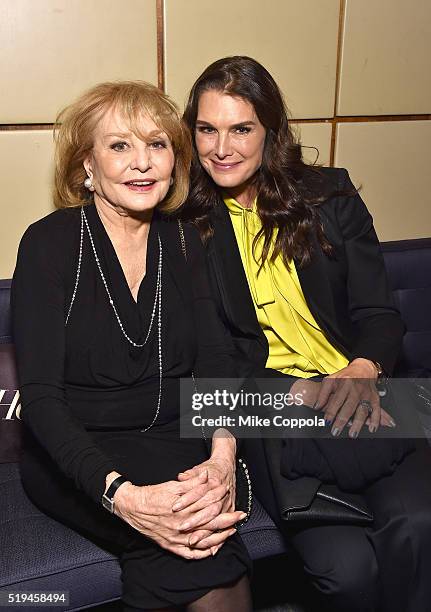 Broadcaster Barbara Walters and actress Brooke Shields attend The Hollywood Reporter's 5th Annual 35 Most Powerful People in New York Media on April...