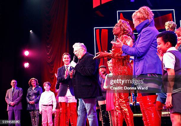 Andy Kelso, Devin Trey Campbell, Harvey Fierstein, Alan Mingo Jr, Jeanna De Waal and the Company appear during curtain call as "Kinky Boots"...