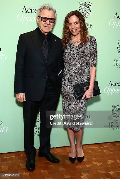 Harvey Keitel and wife Daphna Kastner attend 2nd Annual Speyer Legacy School Access To Opportunity Initiative Benefit at Carnegie Hall on April 6,...