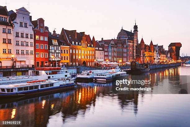 gdansk town the shore of the river motlawa - gdansk stock pictures, royalty-free photos & images