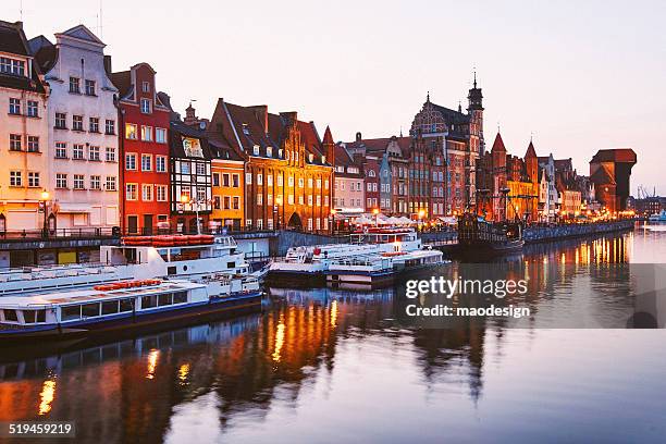 gdansk town the shore of the river motlawa - gdansk stock pictures, royalty-free photos & images