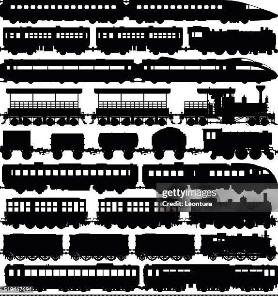 bildbanksillustrationer, clip art samt tecknat material och ikoner med trains (carriages can easily be separated or duplicated) - järnvägsvagn tåg