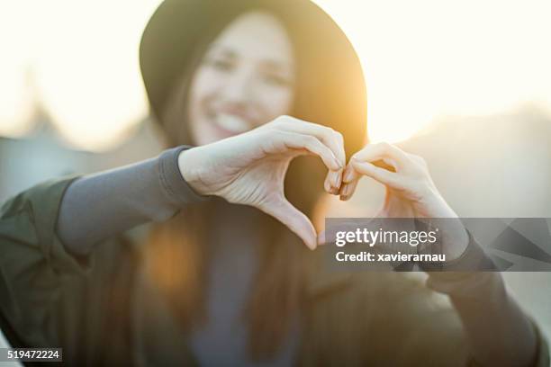 i love you - hands in the air heart stock-fotos und bilder