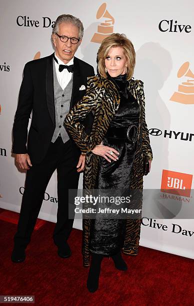 Record producer Richard Perry and actress Jane Fonda attend the 2016 Pre-GRAMMY Gala and Salute to Industry Icons honoring Irving Azoff at The...