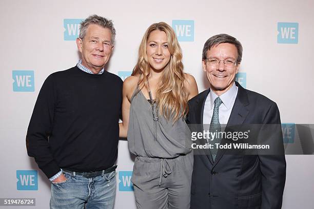Composer/music producer David Foster, recording artist Colbie Caillat, and Chairman and CEO at The Allstate Corporation Tom Wilson attend the WE Day...