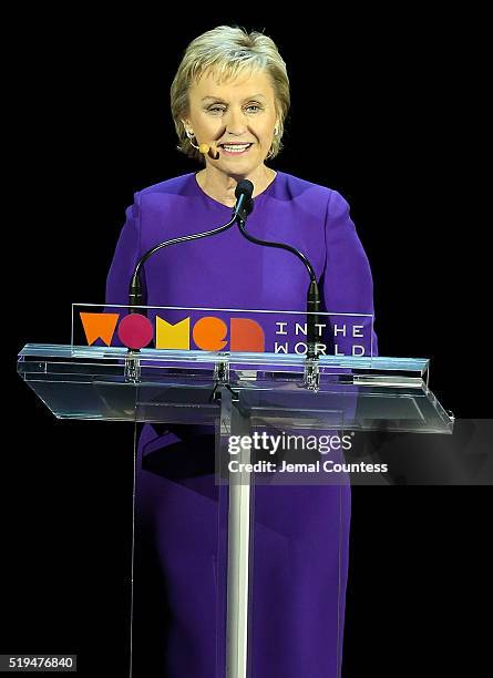 Journalist Tina Brown speaks onstage at the 7th Annual Women In The World Summit Opening Night at David H. Koch Theater at Lincoln Center on April 6,...