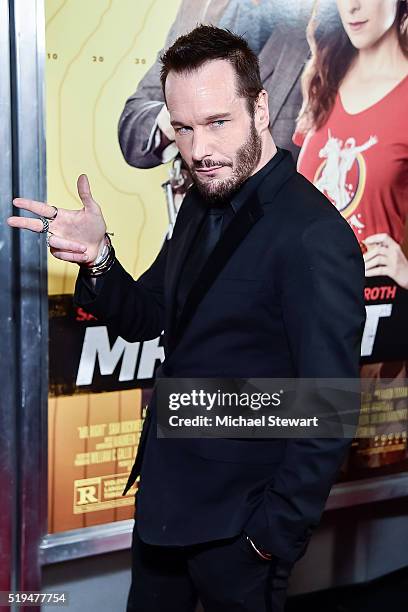 Actor Michael Eklund attends the "Mr. Right" New York premiere at AMC Lincoln Square Theater on April 6, 2016 in New York City.