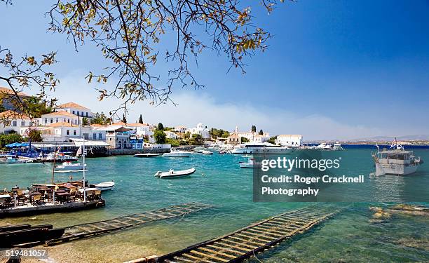 the boatbuilding harbour spetses greece - spetses stock pictures, royalty-free photos & images