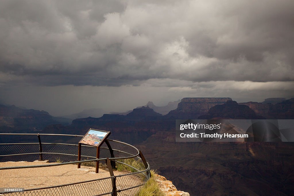 View of Grand Canyon, South Rim with storm clouds