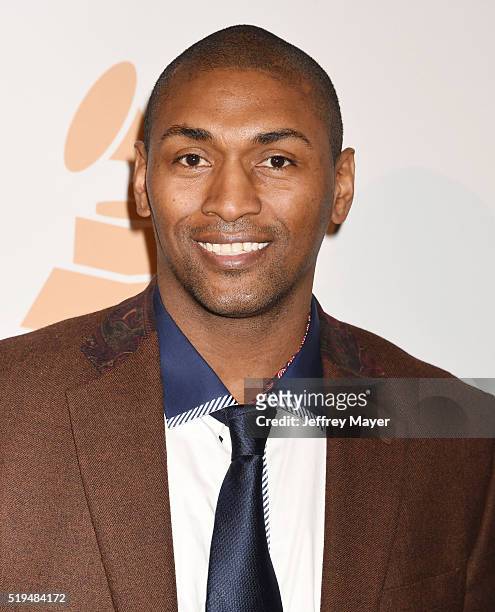Player Metta World Peace attends the 2016 Pre-GRAMMY Gala and Salute to Industry Icons honoring Irving Azoff at The Beverly Hilton Hotel on February...