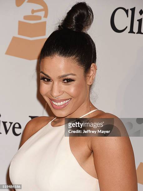 Recording artist Jordin Sparks attends the 2016 Pre-GRAMMY Gala and Salute to Industry Icons honoring Irving Azoff at The Beverly Hilton Hotel on...