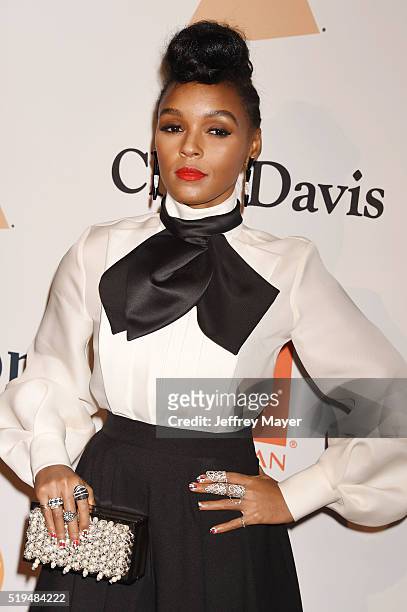 Recording artist Janelle Monae attends the 2016 Pre-GRAMMY Gala and Salute to Industry Icons honoring Irving Azoff at The Beverly Hilton Hotel on...