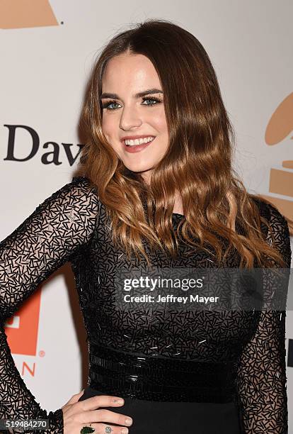 Recording artist JoJo attends the 2016 Pre-GRAMMY Gala and Salute to Industry Icons honoring Irving Azoff at The Beverly Hilton Hotel on February 14,...