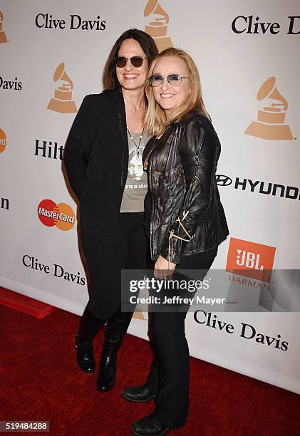 Musician Melissa Etheridge and actress Linda Wallem attend the 2016 Pre-GRAMMY Gala and Salute to Industry Icons honoring Irving Azoff at The Beverly...