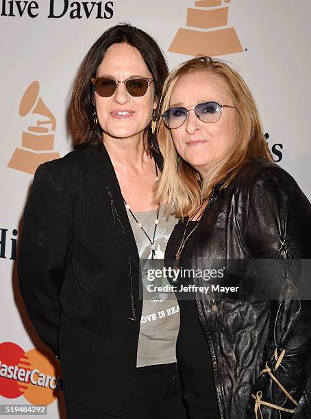 Musician Melissa Etheridge and actress Linda Wallem attend the 2016 Pre-GRAMMY Gala and Salute to Industry Icons honoring Irving Azoff at The Beverly...