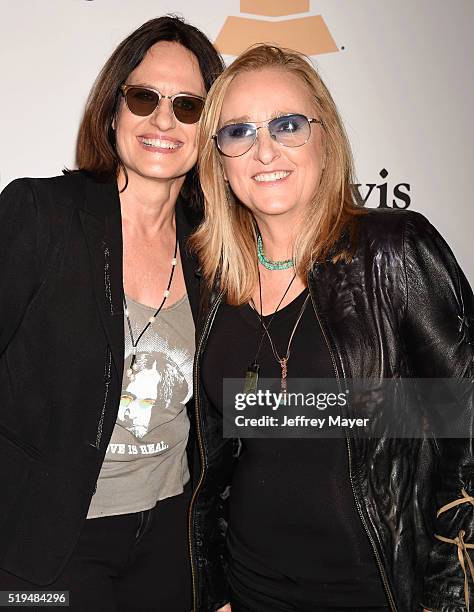 Musician Melissa Etheridge and actress Linda Wallem attend the 2016 Pre-GRAMMY Gala and Salute to Industry Icons honoring Irving Azoff at The Beverly...