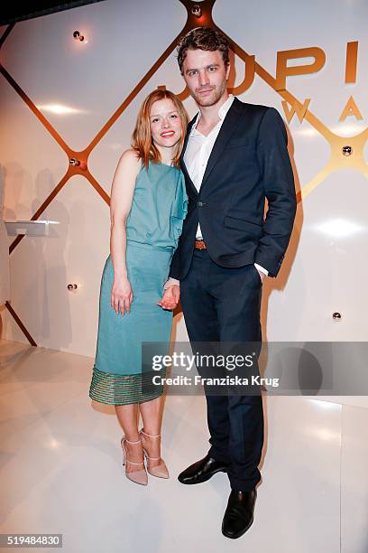 Karoline Schuch, Friedrich Muecke and smart attend the Jupiter Award 2016 on April 06, 2016 in Berlin, Germany.