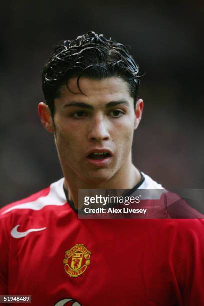 Portrait of Cristiano Ronaldo of Manchester United during the Barclays Premiership match between Manchester United and Bolton Wanderers at Old...
