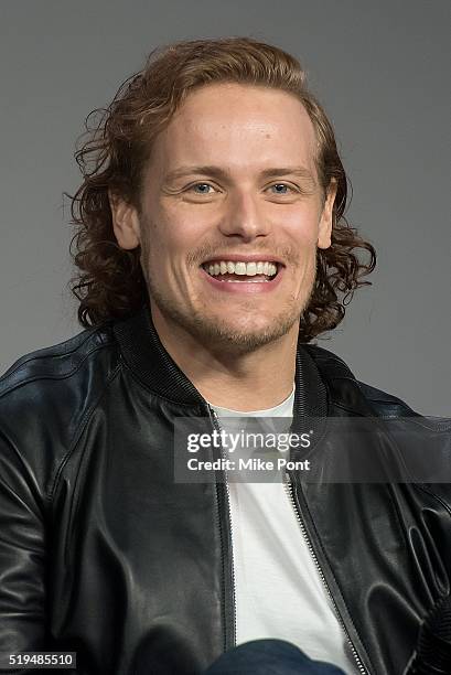 Actor Sam Heughan attends Apple Store Soho Presents Meet the Cast: "Outlander" at Apple Store Soho on April 6, 2016 in New York City.