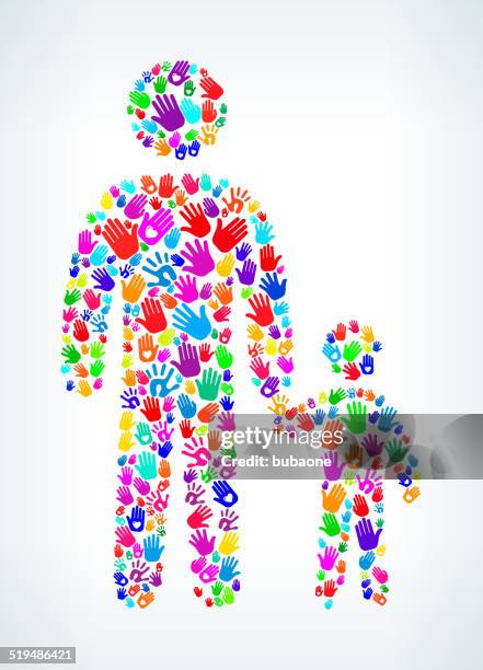 father and son on hands pattern white background - different generations together stock illustrations