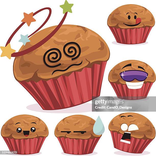 muffin cartoon set a - muffin stock illustrations
