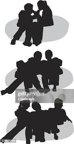 people sitting on beanbag - bean bag stock illustrations