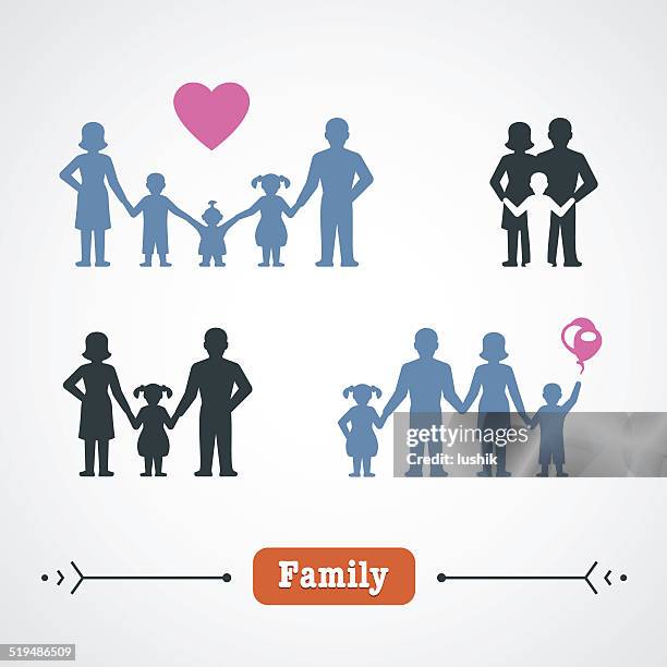 family lifestyle - large family stock illustrations