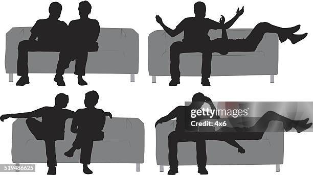 couple sitting on sofa - sofa isolated stock illustrations