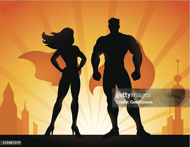 superheroes - muscular stock illustrations
