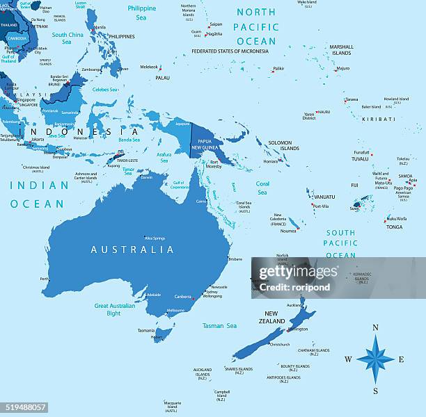 illustrazioni stock, clip art, cartoni animati e icone di tendenza di mappa dell'australia - oceania