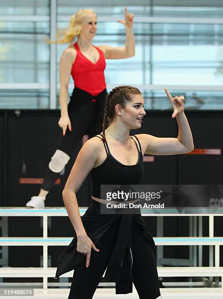 Performers go through their routine during rehearsals for We Will Rock You at ABC Studios on April 7, 2016 in Sydney, Australia.