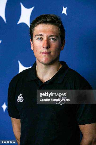 Ethan Mitchell of the Men's Sprint Team during the New Zealand Olympic Team Track Cycling Sprint Team Announcement at The Avantidrome on April 7,...