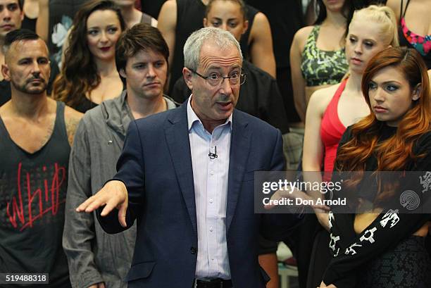Ben Elton talks to the media during rehearsals for We Will Rock You at ABC Studios on April 7, 2016 in Sydney, Australia.