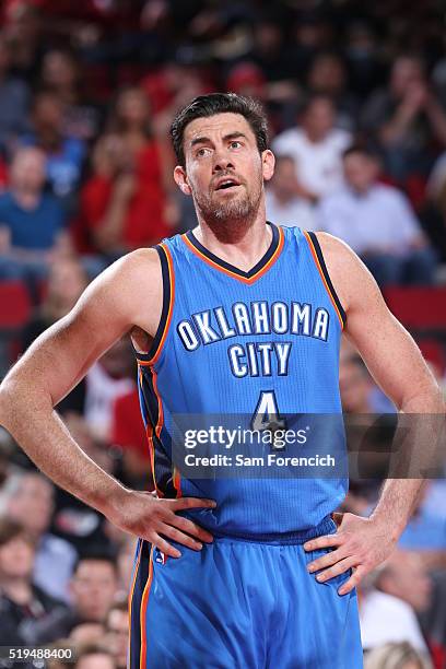 Nick Collison of the Oklahoma City Thunder during the game against the Portland Trail Blazers on April 6, 2016 at Moda Center in Portland, Oregon....