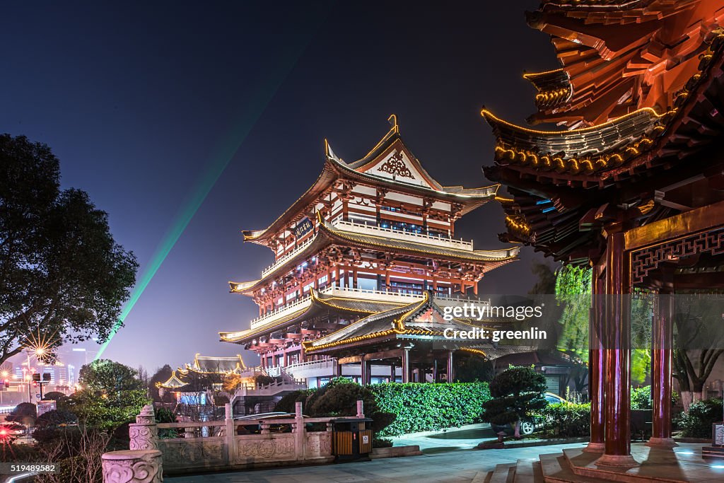 Night view of Drum Tower, changsha, hunan Province, China