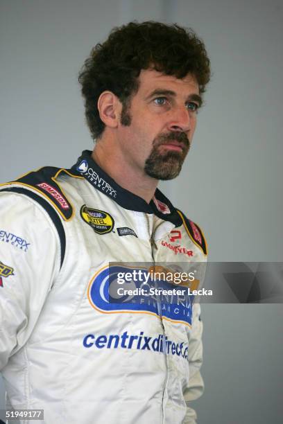 Boris Said, driver of the Centrix Chevrolet, in the garage during Nascar Nextel Cup testing January 13, 2005 at Daytona International Speedway in...