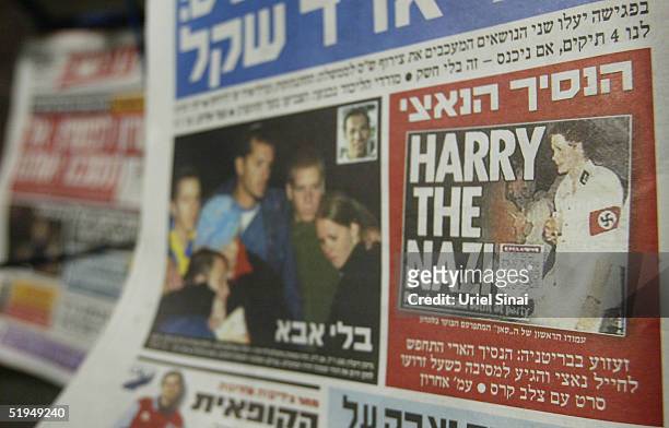 Copy of the of Yediot Aharonot, Israel's largest Hebrew language daily newspaper on January 13, 2005 in Tel Aviv, Israel. Prince Harry has made the...