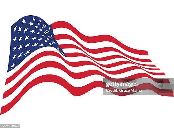 american flag in the wind illustration - vector - american flag vector stock illustrations