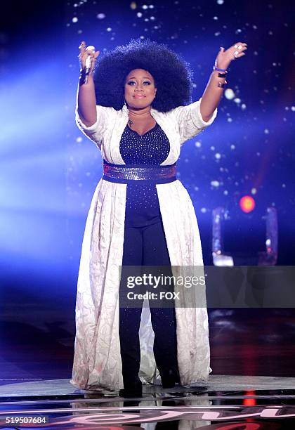 Contestant La'Porsha Renae performs onstage at FOX's American Idol Season 15 on April 6, 2016 at the Dolby Theatre in Hollywood, California.