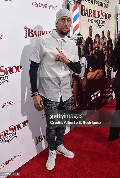 Actor Affion Crockett attends the premiere of New Line Cinema's "Barbershop: The Next Cut" at the TCL Chinese Theatre IMAX on April 6, 2016 in...