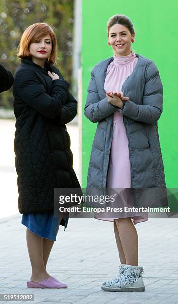 Manuela Velasco and Miriam Giovanelli are seen during the set filming of 'Galerias Velvet' on March 17, 2016 in Madrid, Spain.