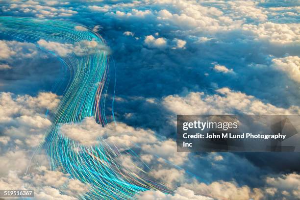 fiber optic cables in cloudy sky - clouds timelapse stock pictures, royalty-free photos & images