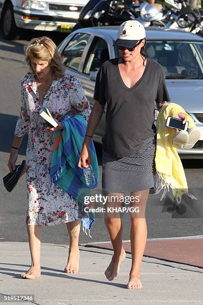 Heavily pregnant Francesca Cumani enjoys a day at the beach on April 6, 2016 in Sydney, Australia.