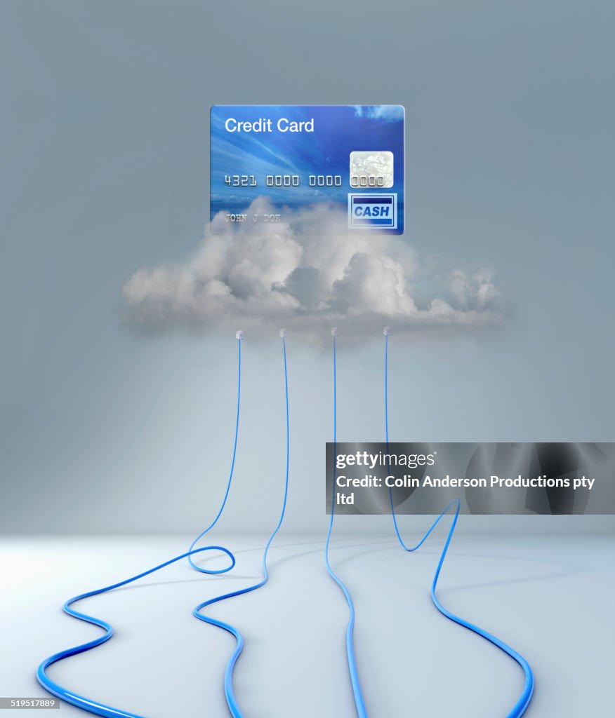 Wires connecting to clouds under credit card