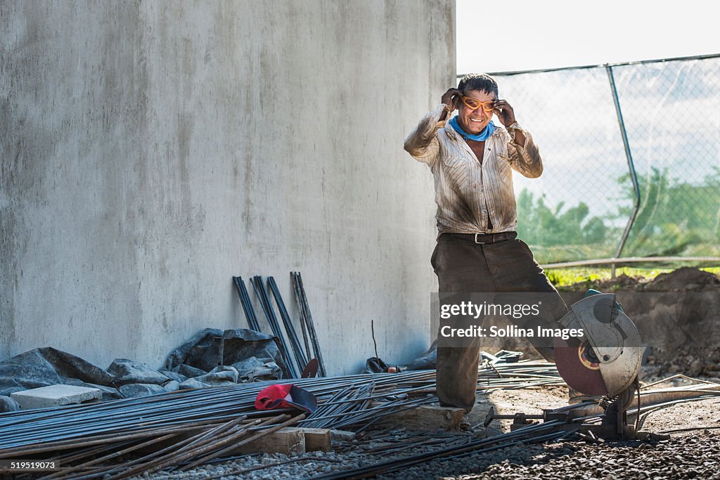 Hispanic construction worker at construction site