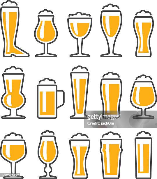 beer glasses icon set - drinking glass icon stock illustrations