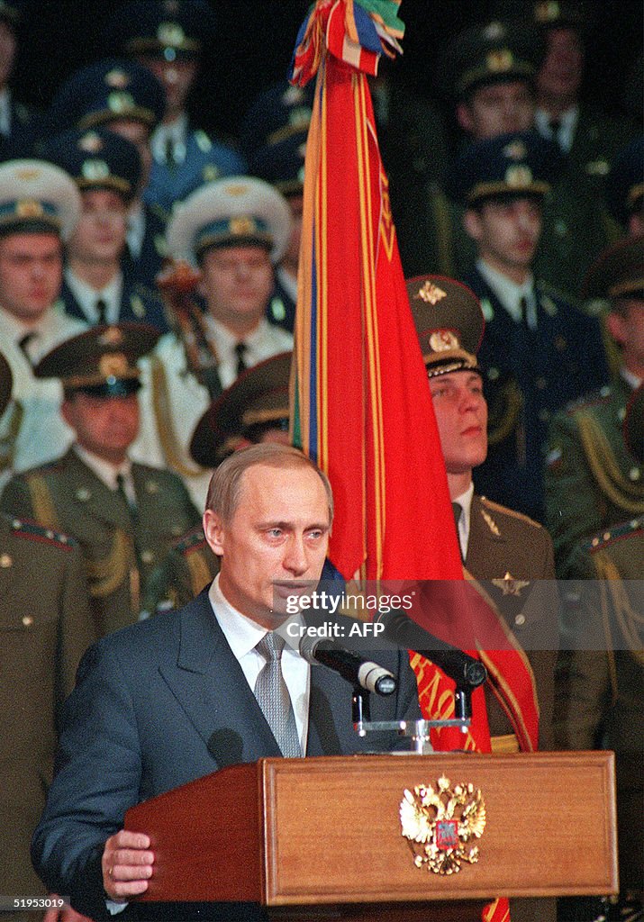 Acting Russian President Vladimir Putin addresses