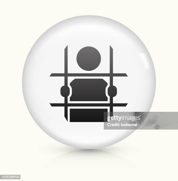 criminal behind bars icon on white round vector button - prison cell stock illustrations